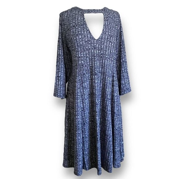 Torrid Womens Blue Mini Rib Knit Mock Neck Dress Plus Sz 3X Cut Out Swing Tunic - Picture 6 of 9